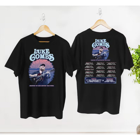 Gildan Tops - Lukee Comb Growing Up And Getting Old 2024 Tour 2 sided Tshirt